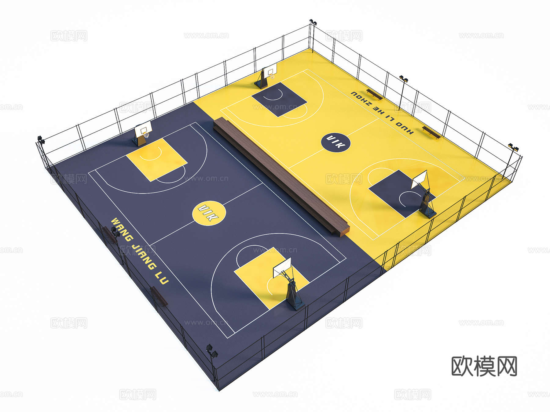 户外篮球馆 户外篮球场su模型