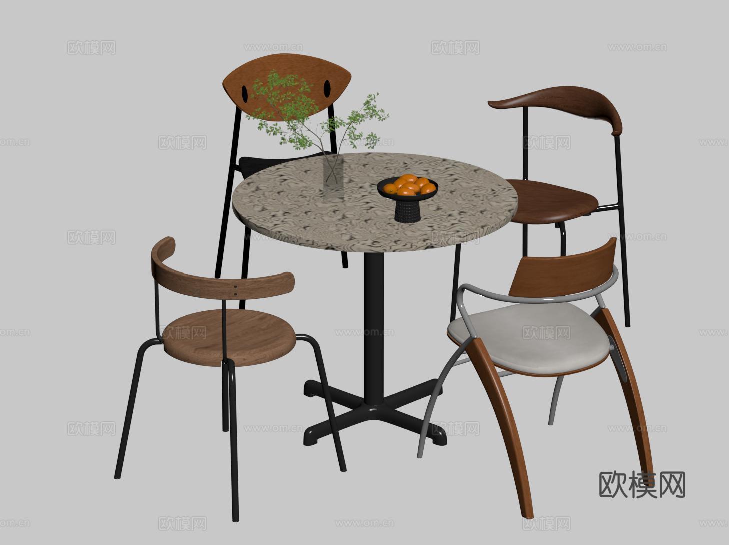 中古休闲桌椅 洽谈桌椅 咖啡厅桌椅 小餐桌椅 圆桌餐椅su模型