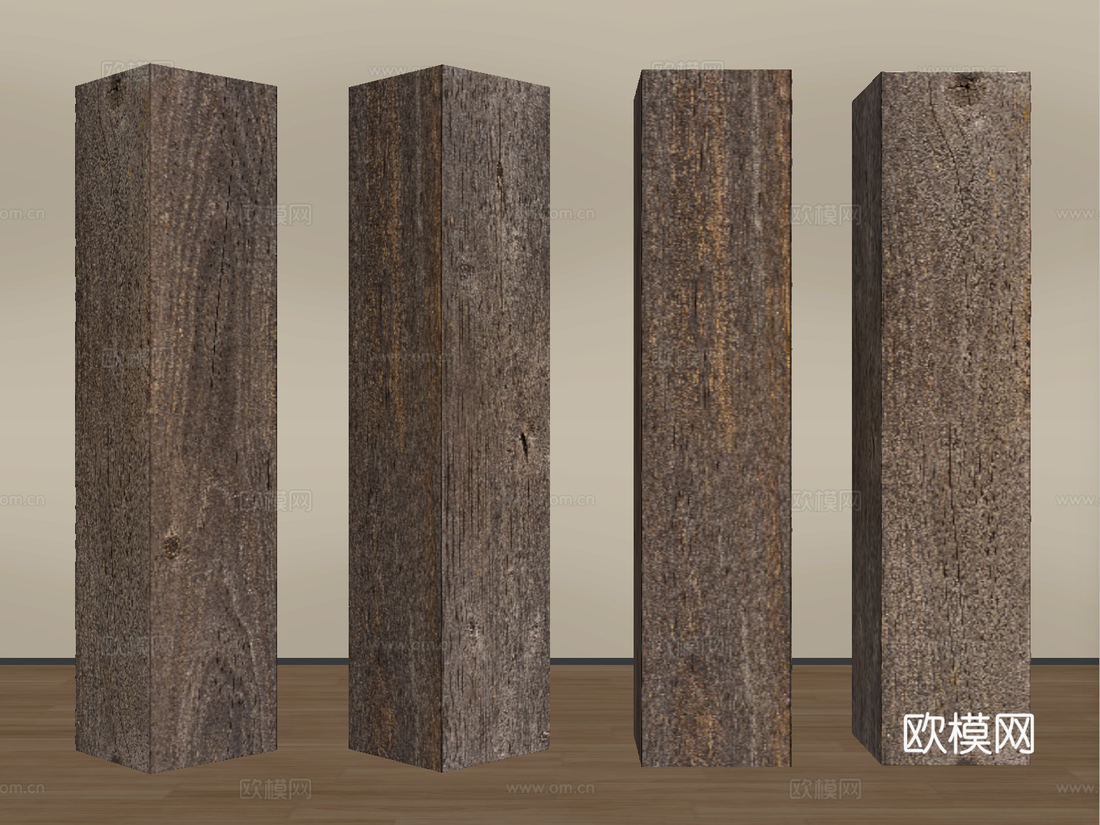 现代柱子 老木头柱子 木梁su模型