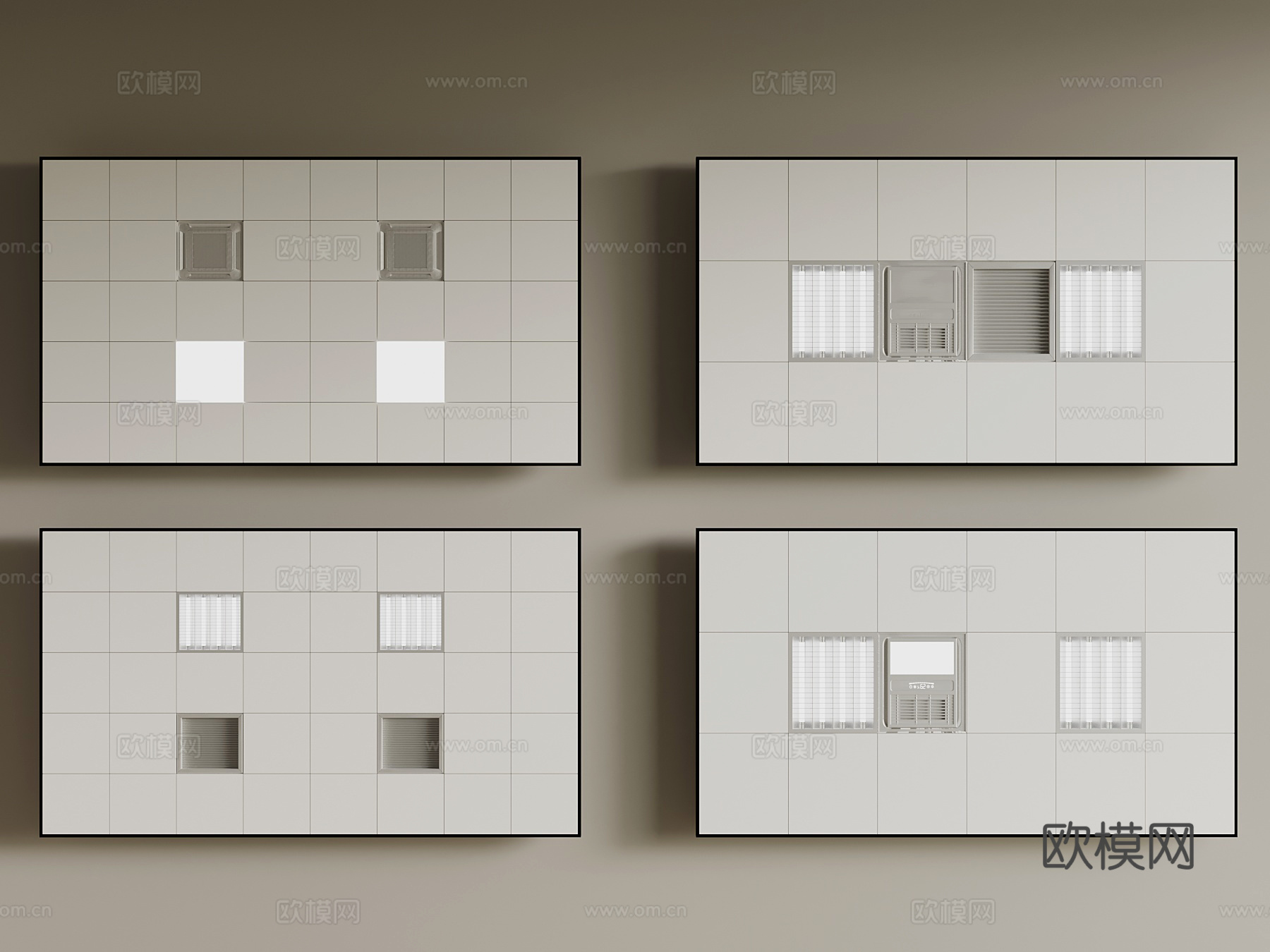 现代吊顶 矿棉板吊顶su模型