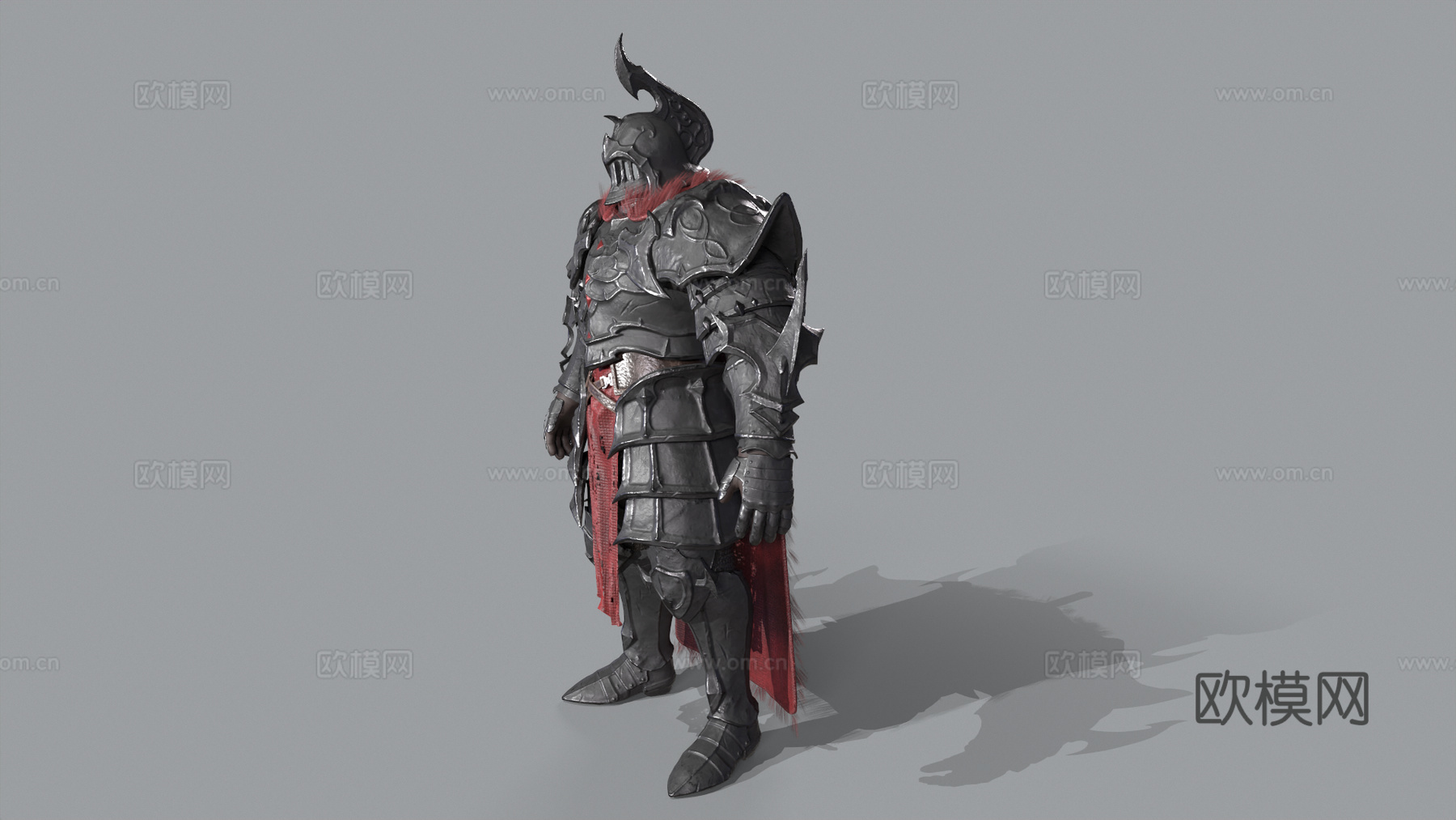 黑暗幻想风格的重装骑士 盔甲 铠甲 战甲 骑士战甲 游戏角色3d模型下载（渲染图2）
