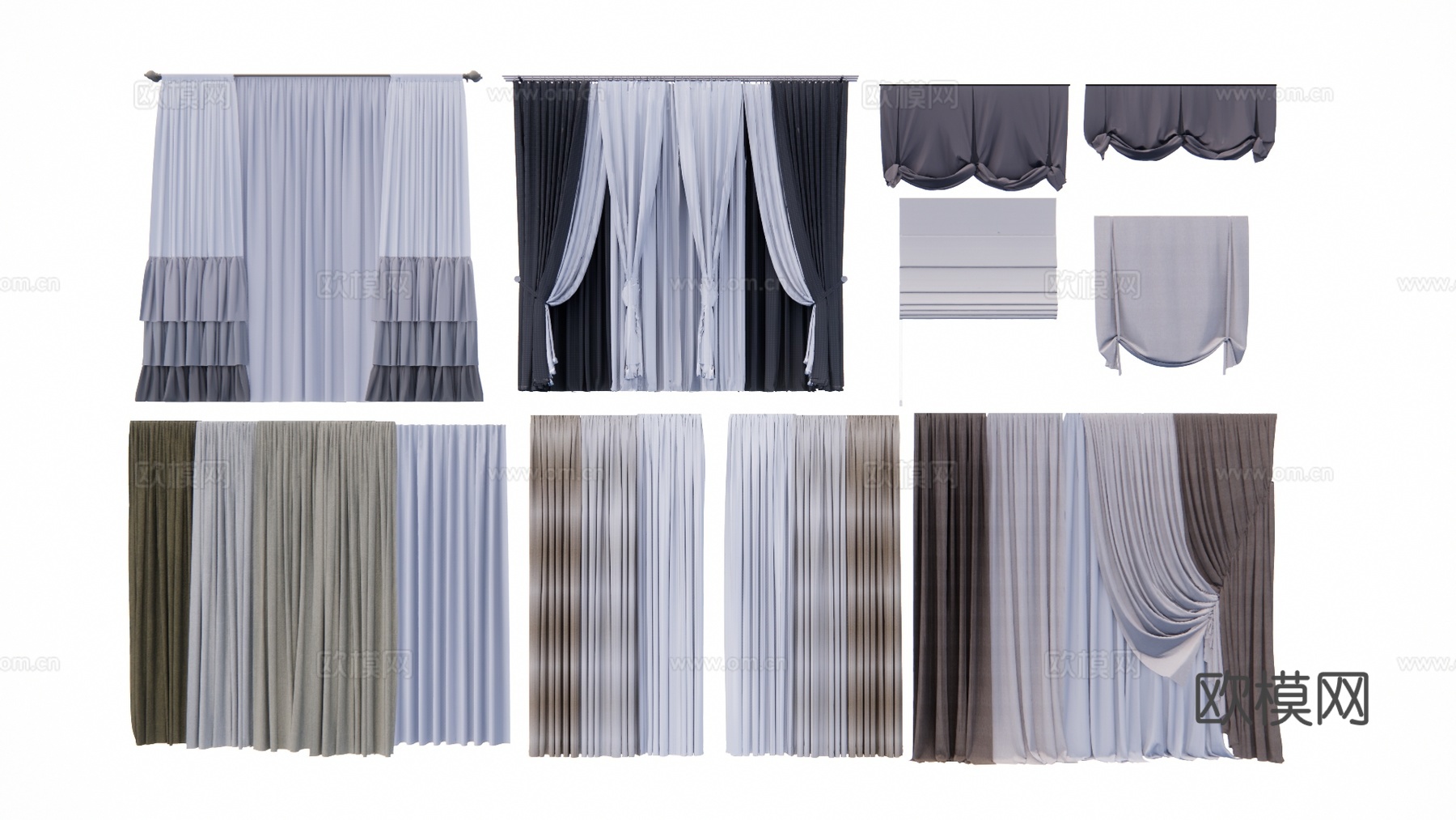 枕头 窗帘 枕套su模型