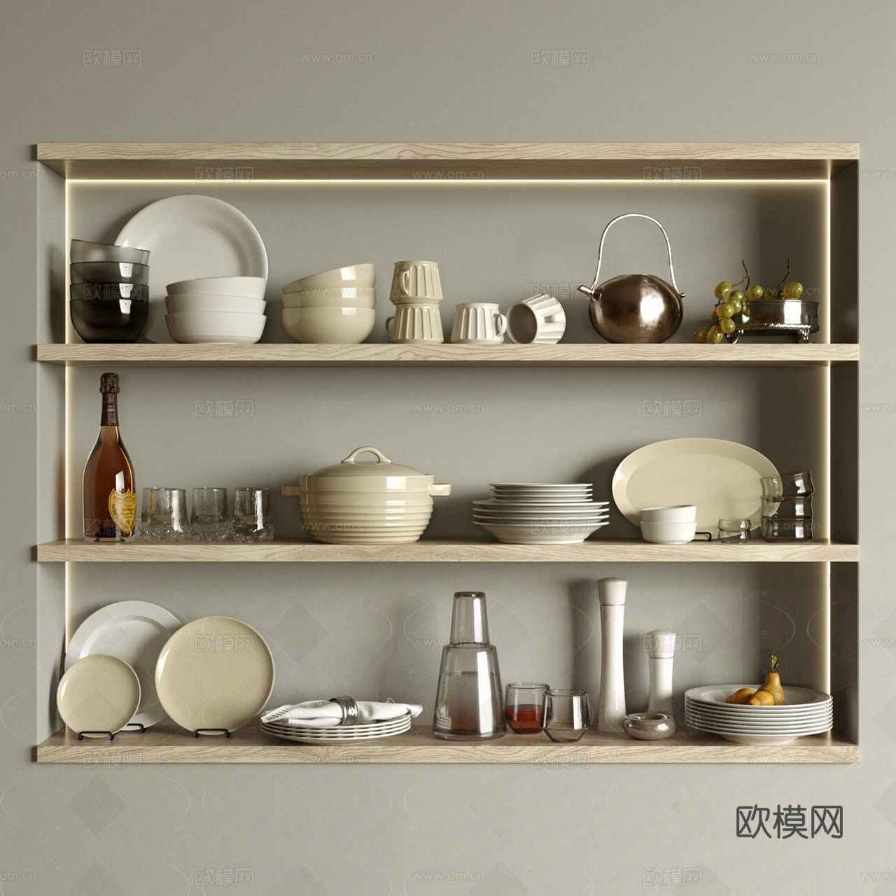 餐具 杯子 盘子 碗 马克杯 水壶3d模型下载