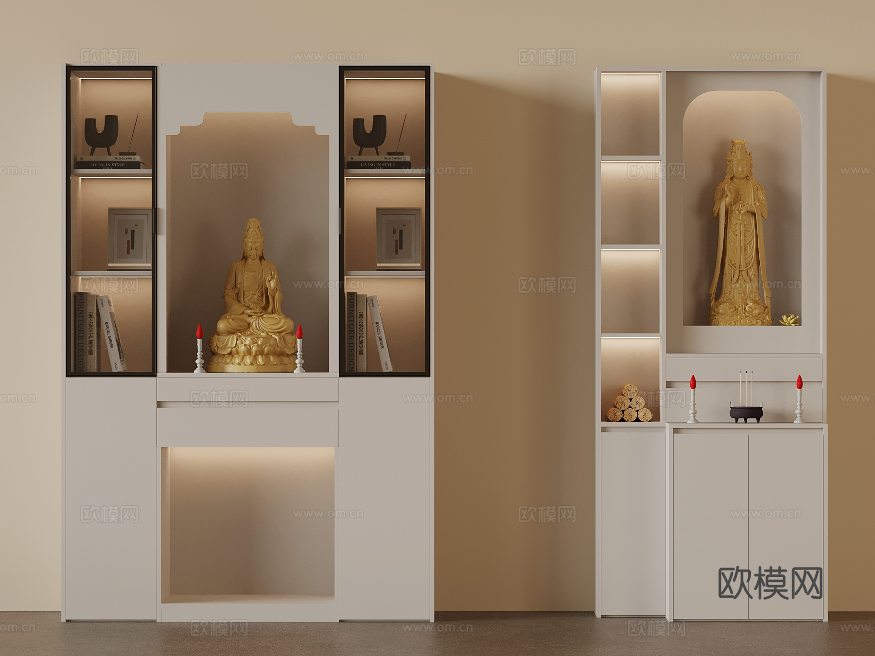 现代佛龛 佛像su模型