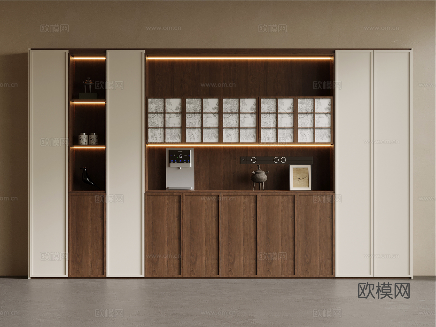 新中式酒柜 宋式风酒柜 餐边柜su模型