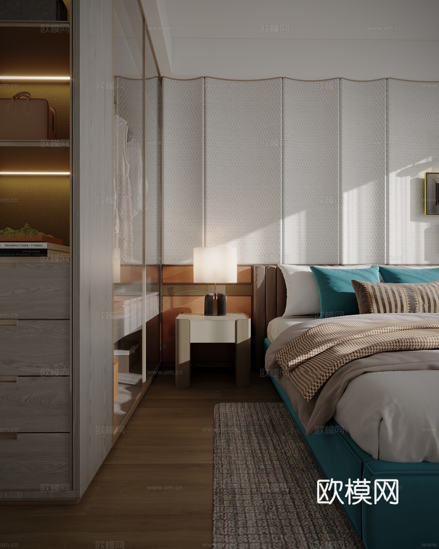 现代主卧室床su模型