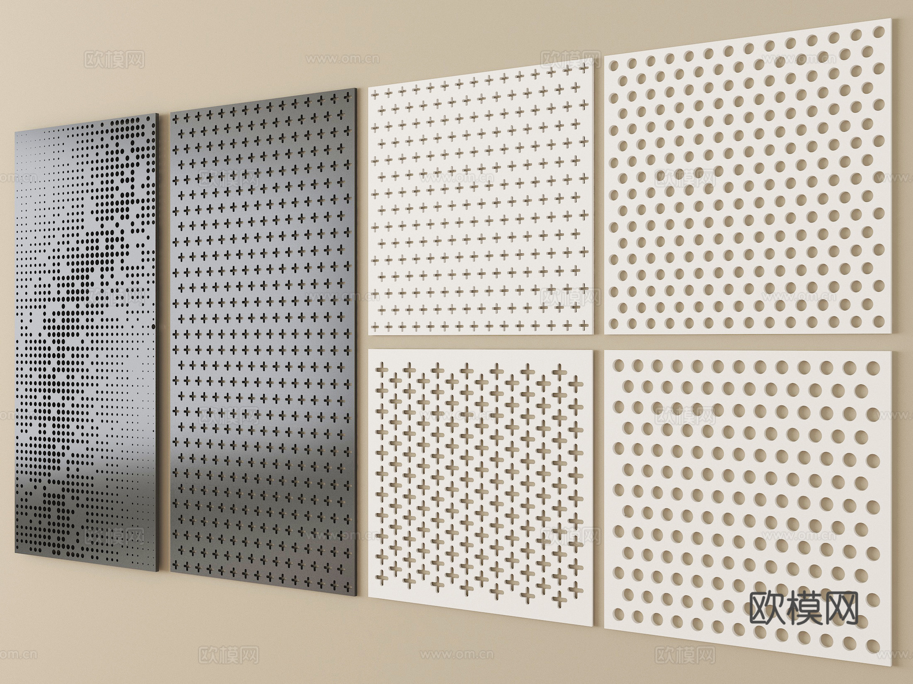 现代其他五金 冲孔板 不锈钢板 穿孔护墙板su模型