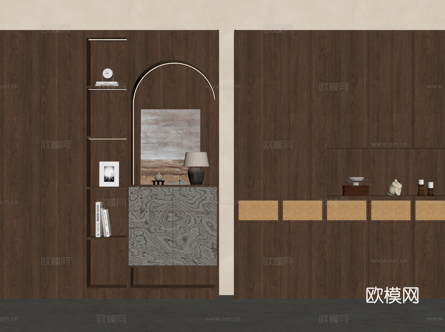 中古风鞋柜 入户鞋柜su模型