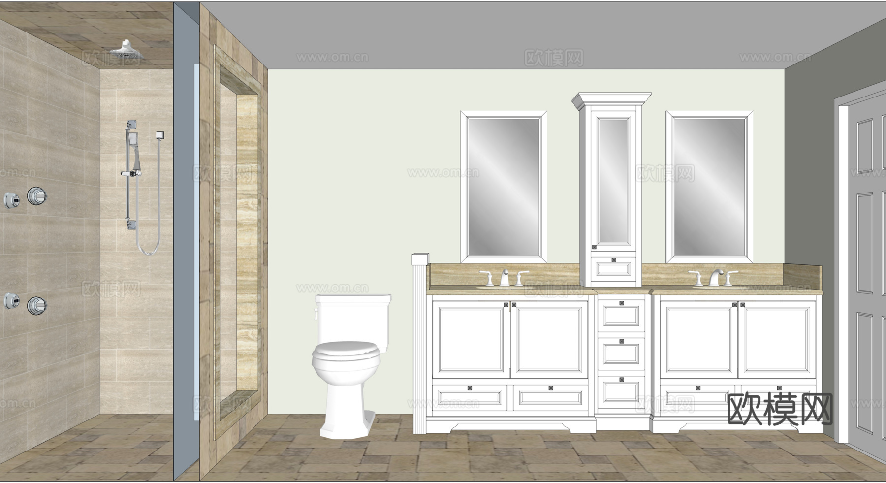 浴缸 厕所 卫浴 家装 卫生间 公寓su模型