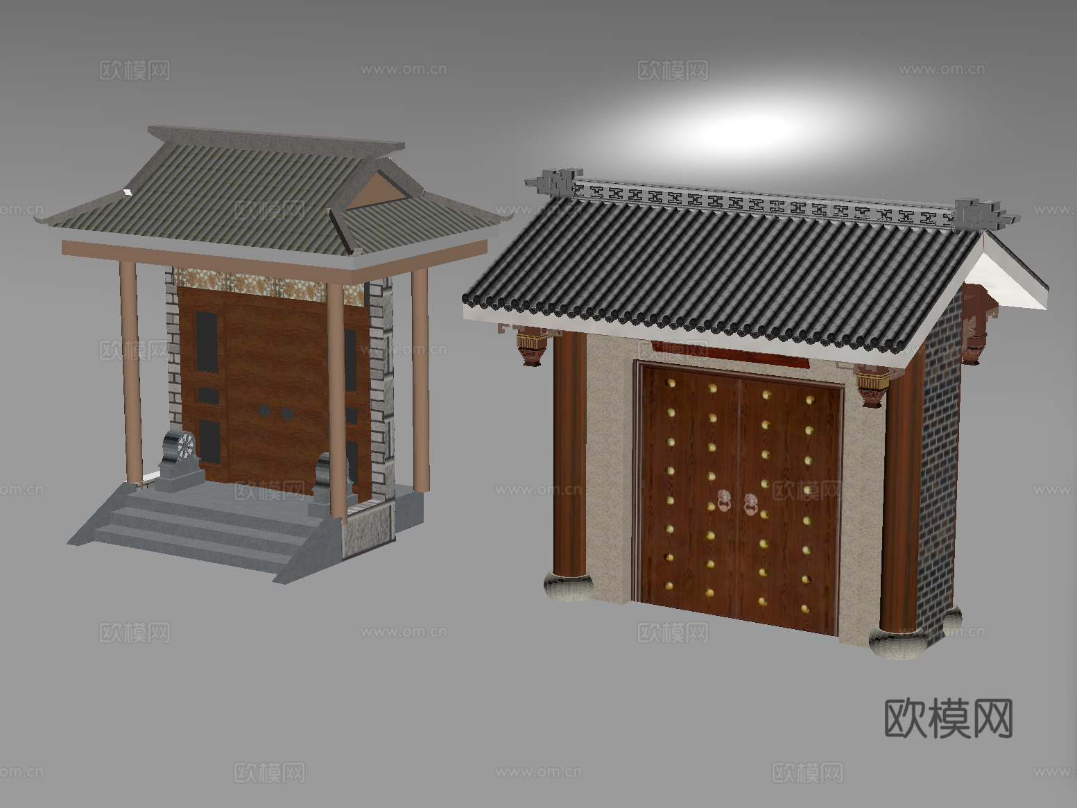 新中式庭院门 古建门 大门su模型