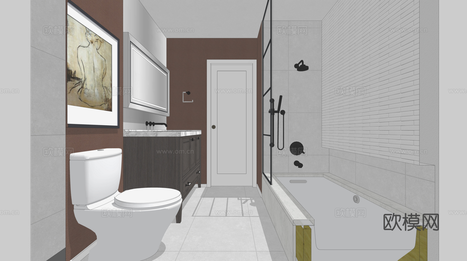 浴缸 厕所 卫浴 家装 卫生间su模型