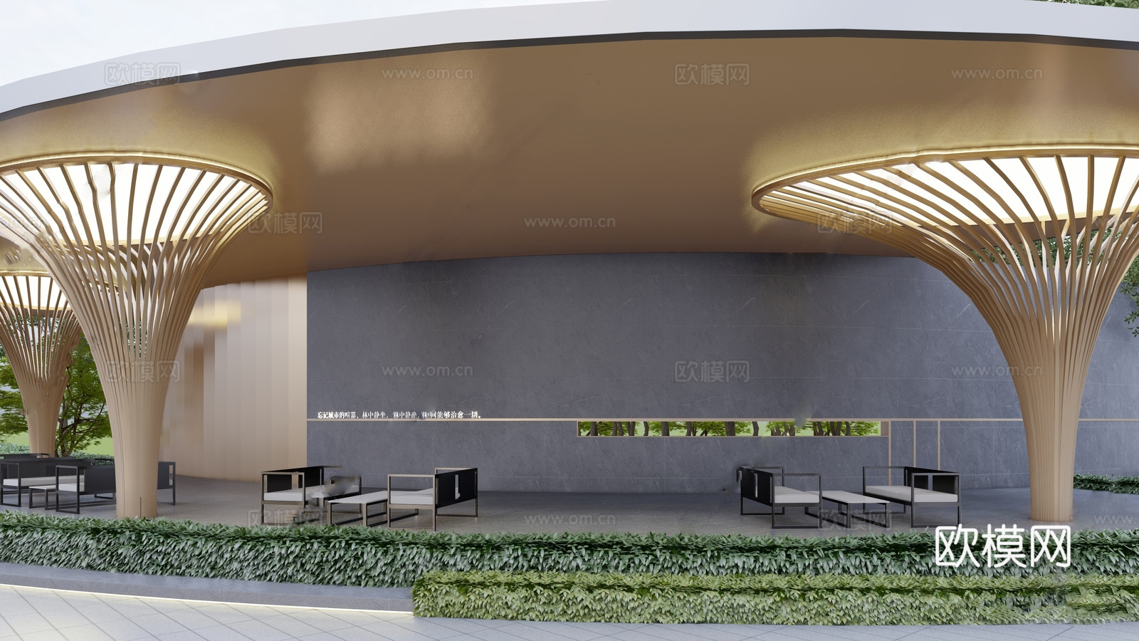 现代风格廊架 景观廊架su模型下载（渲染图3）