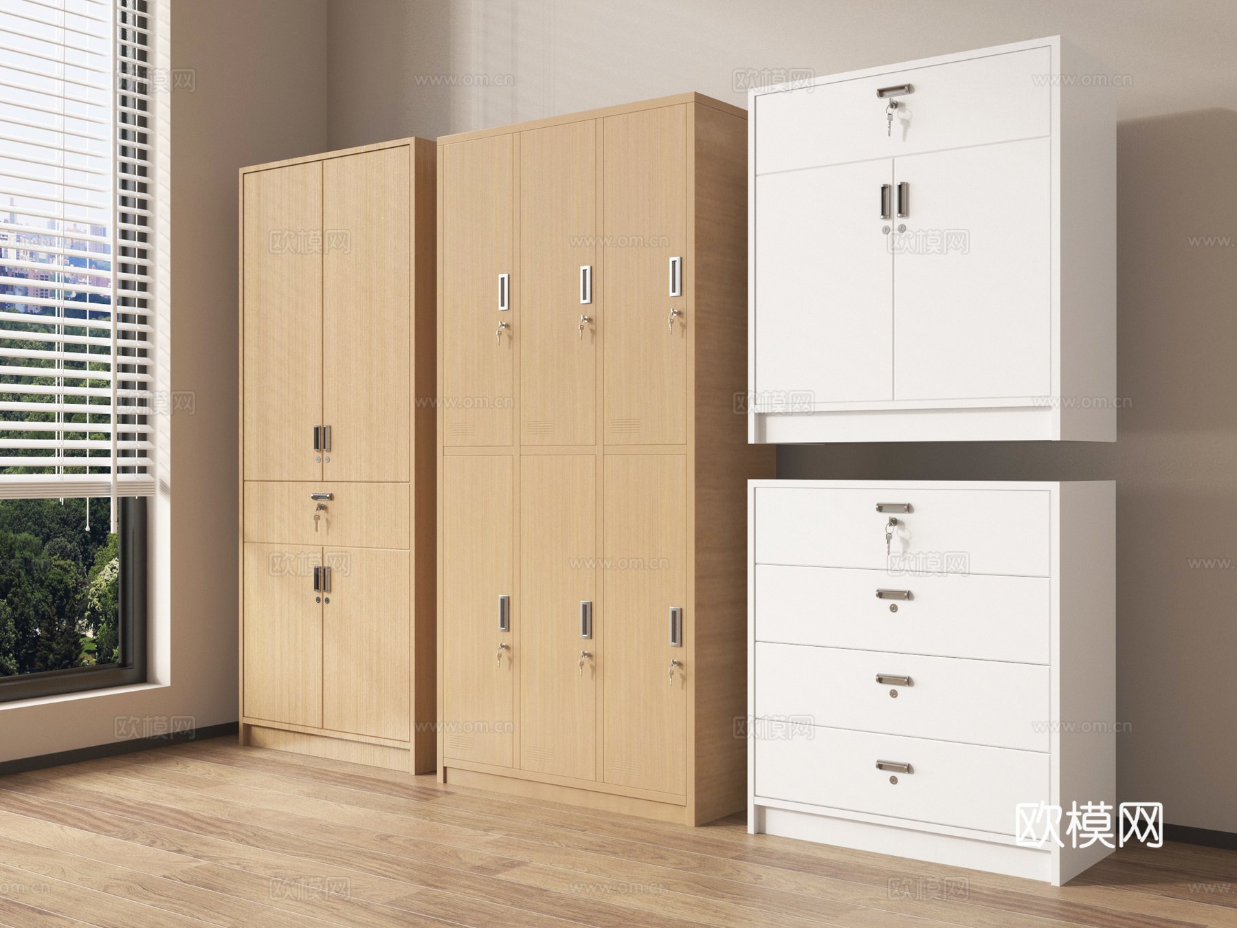 现代文件柜档案柜 办公置物柜储物柜3d模型下载