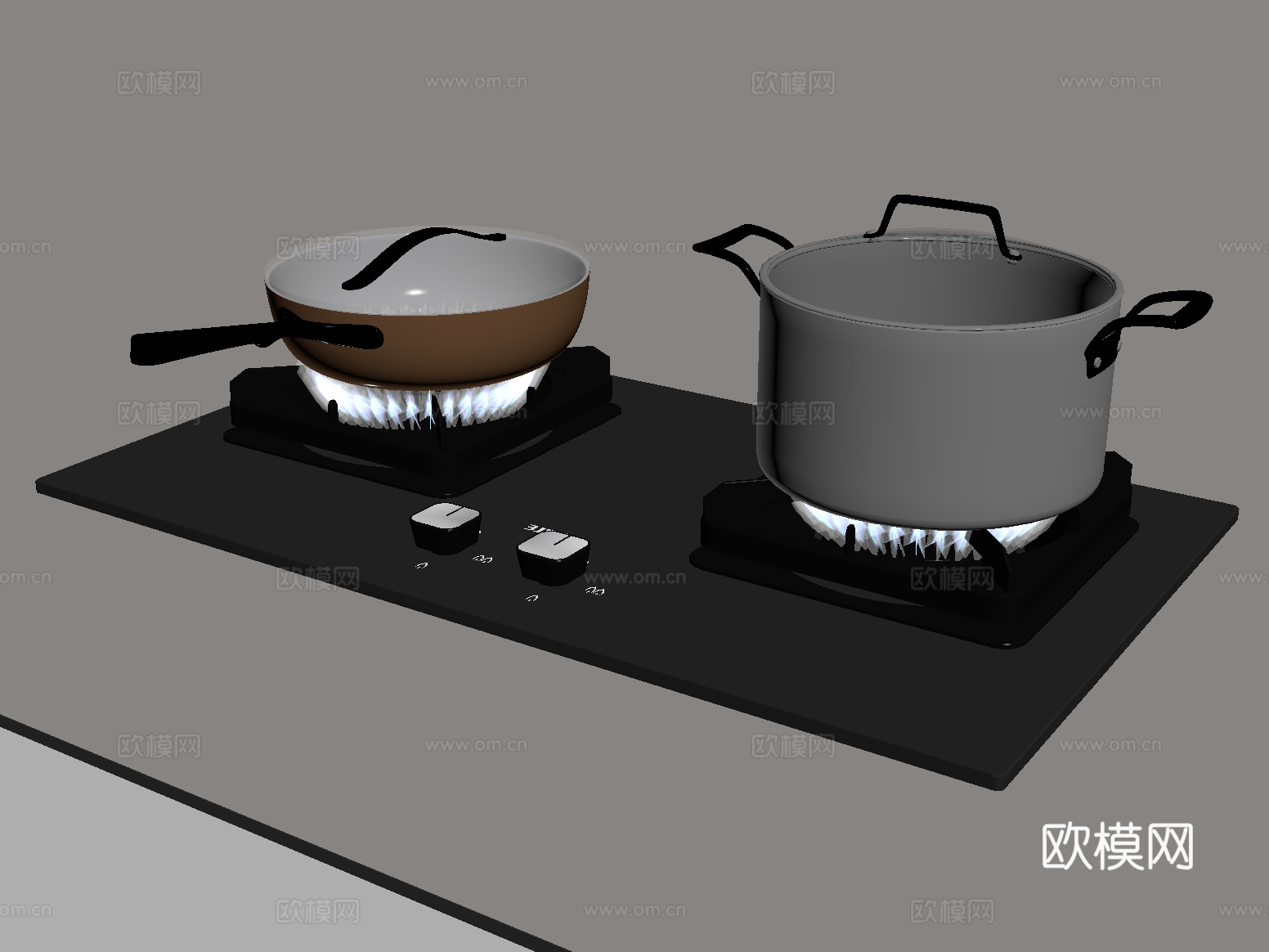 现代燃气灶 灶台 炉具su模型