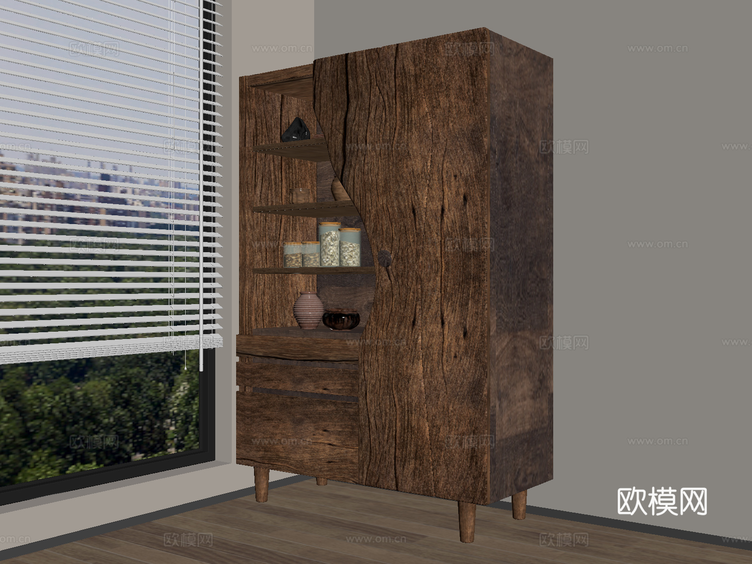 侘寂风储物柜su模型
