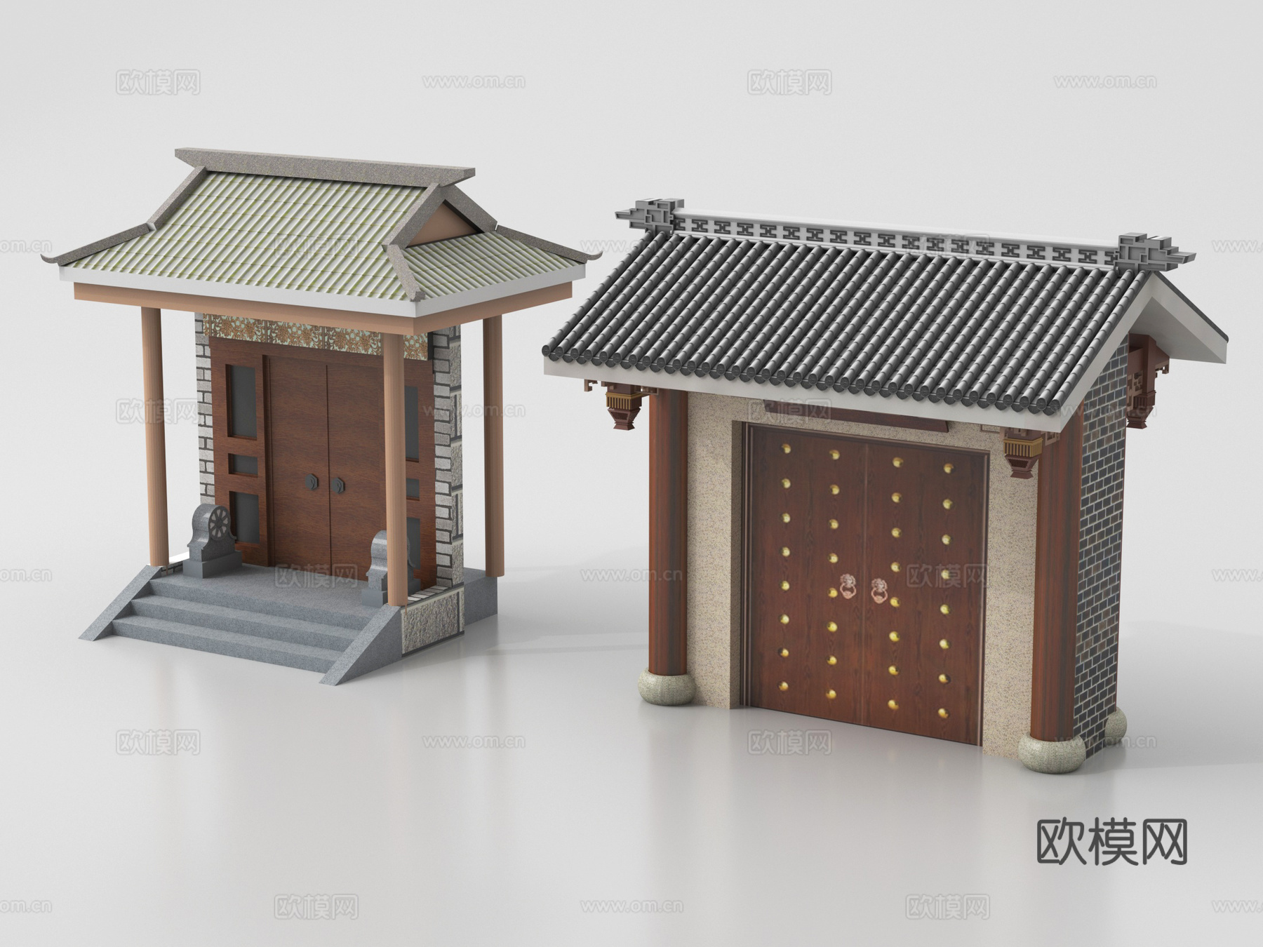 新中式庭院门 古建门 大门su模型