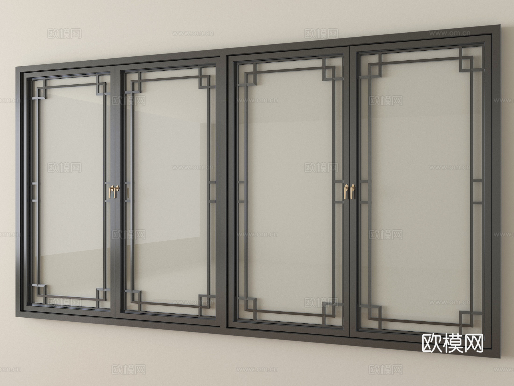 中式窗户 平开窗 落地窗 阳台窗3d模型下载