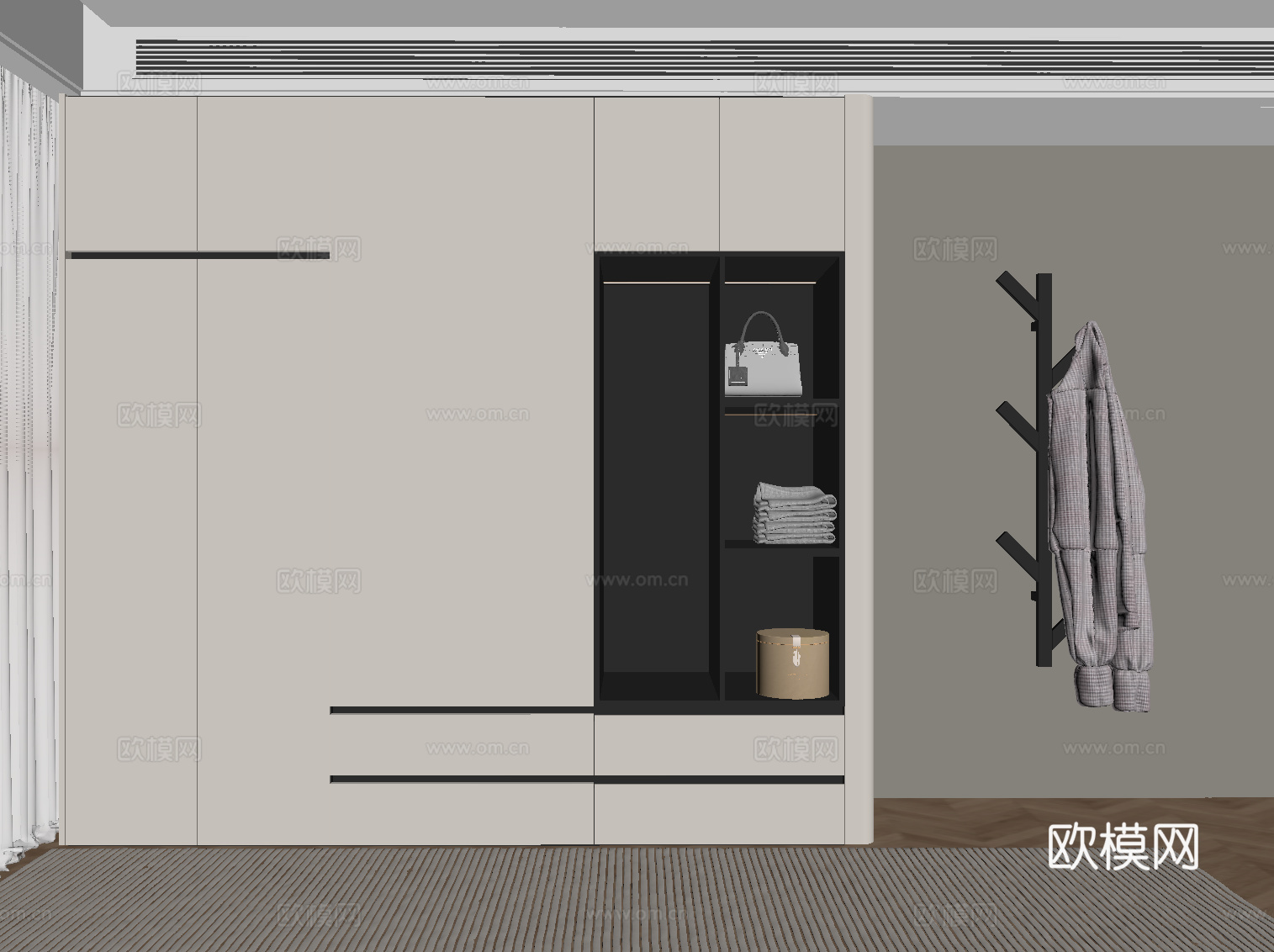 现代衣柜 通顶衣柜su模型