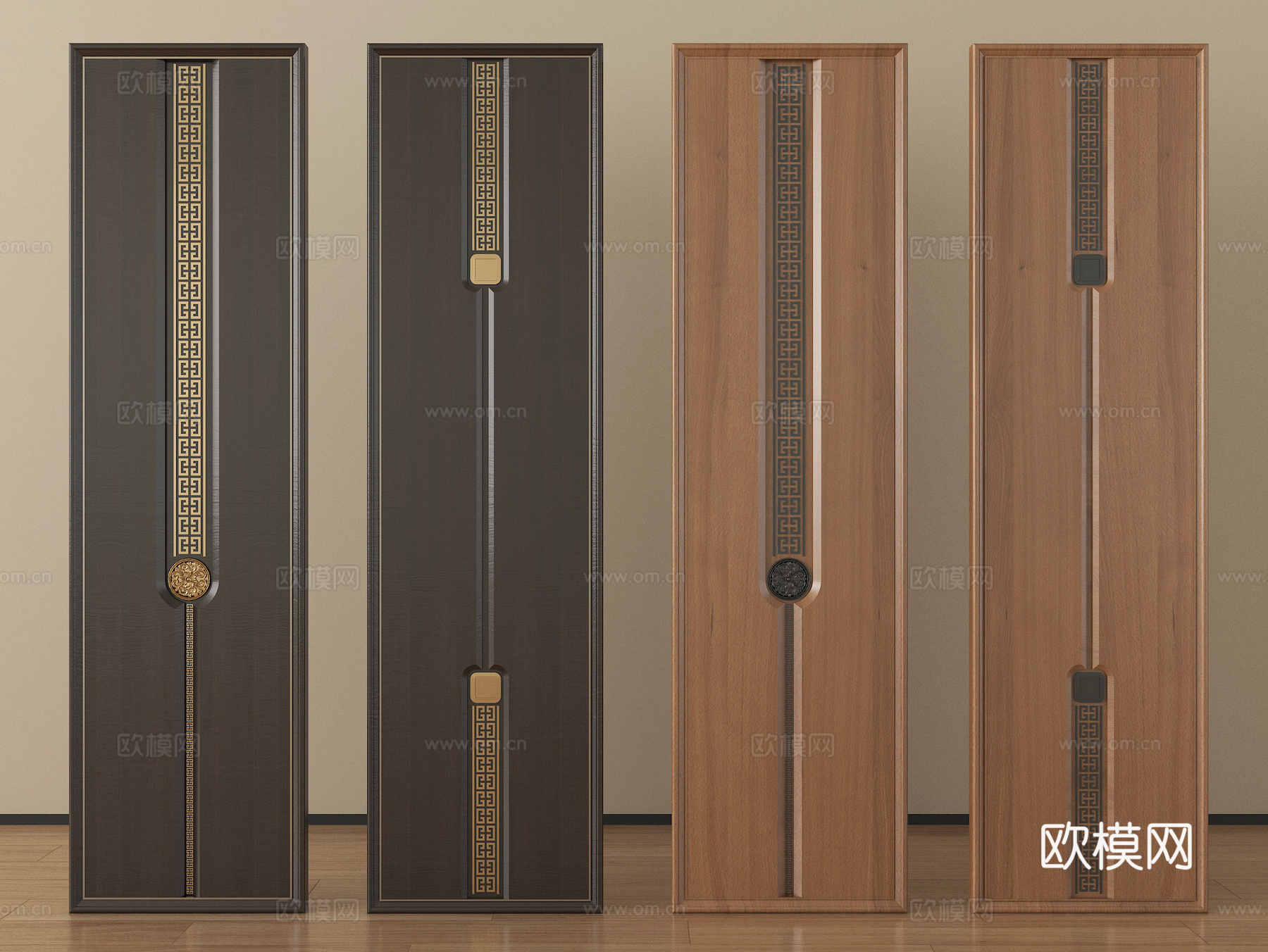 新中式隔断 云纹雕花隔断su模型