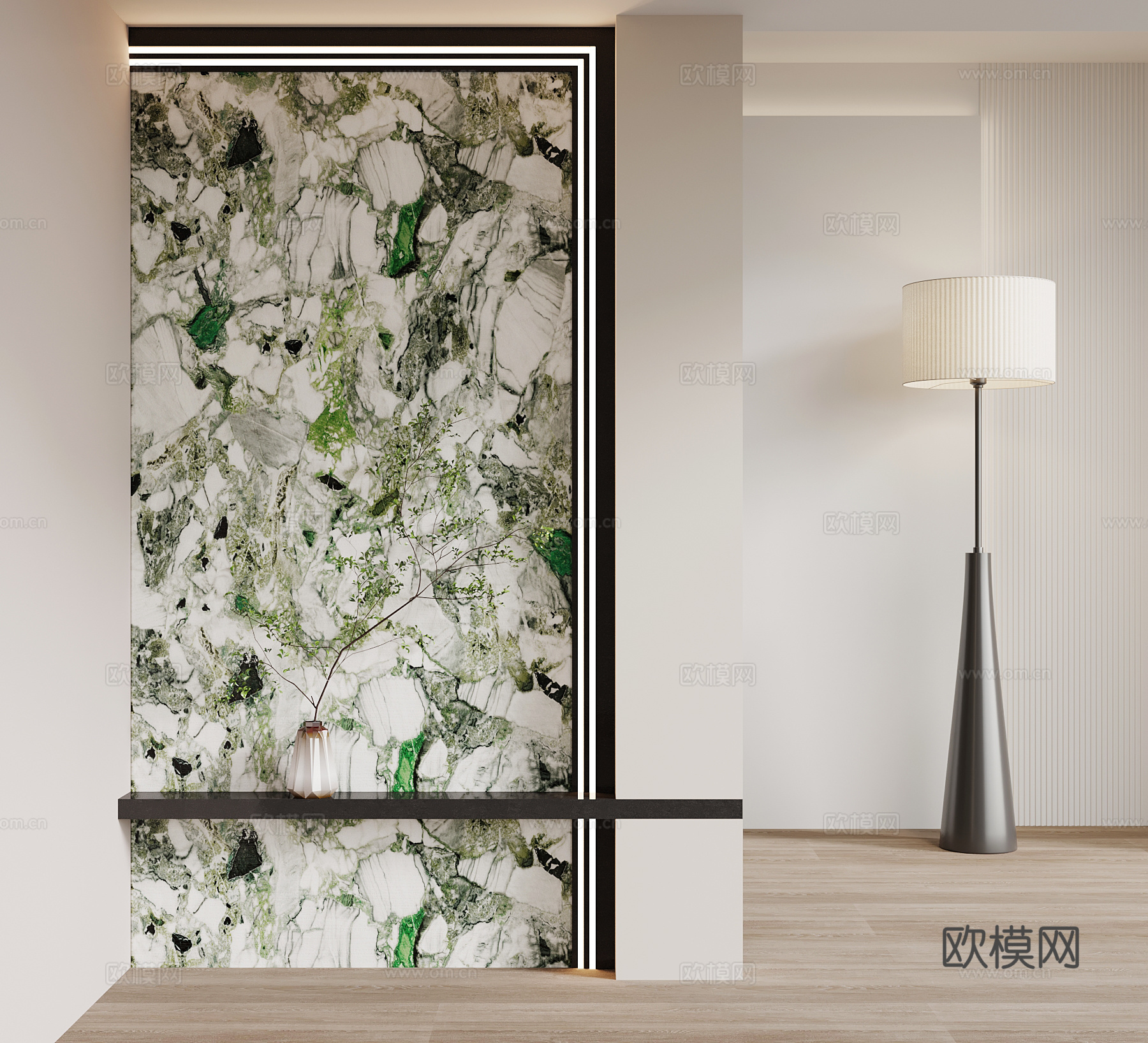 现代玄关 隔断su模型