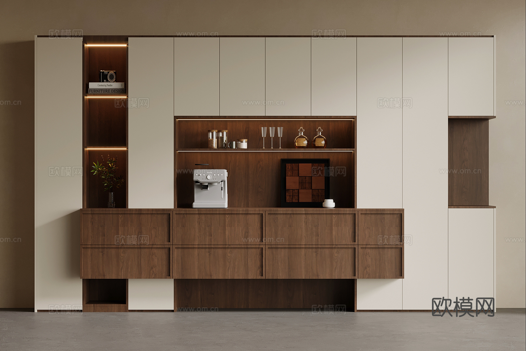 中古风酒柜 餐边柜su模型