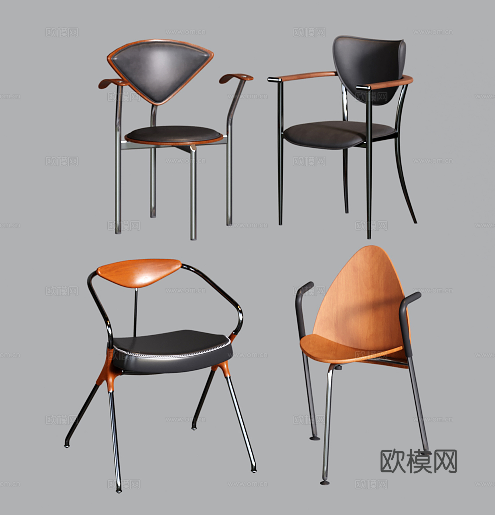 中古单椅 不锈钢餐椅 写字椅su模型