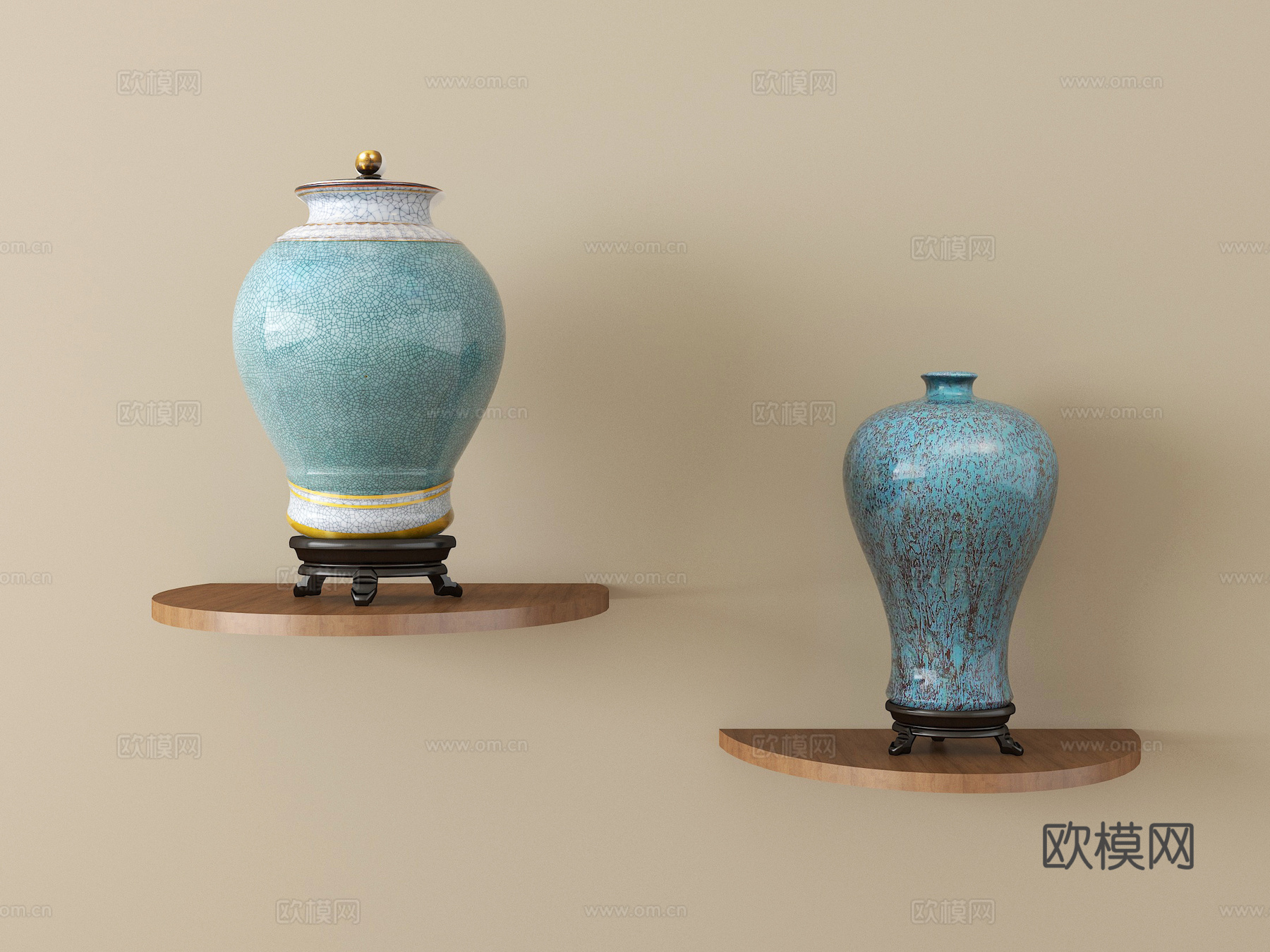 中式陶瓷花瓶摆件su模型