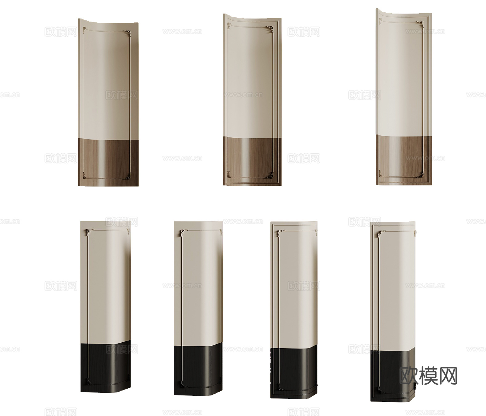 法式弧形护墙板su模型