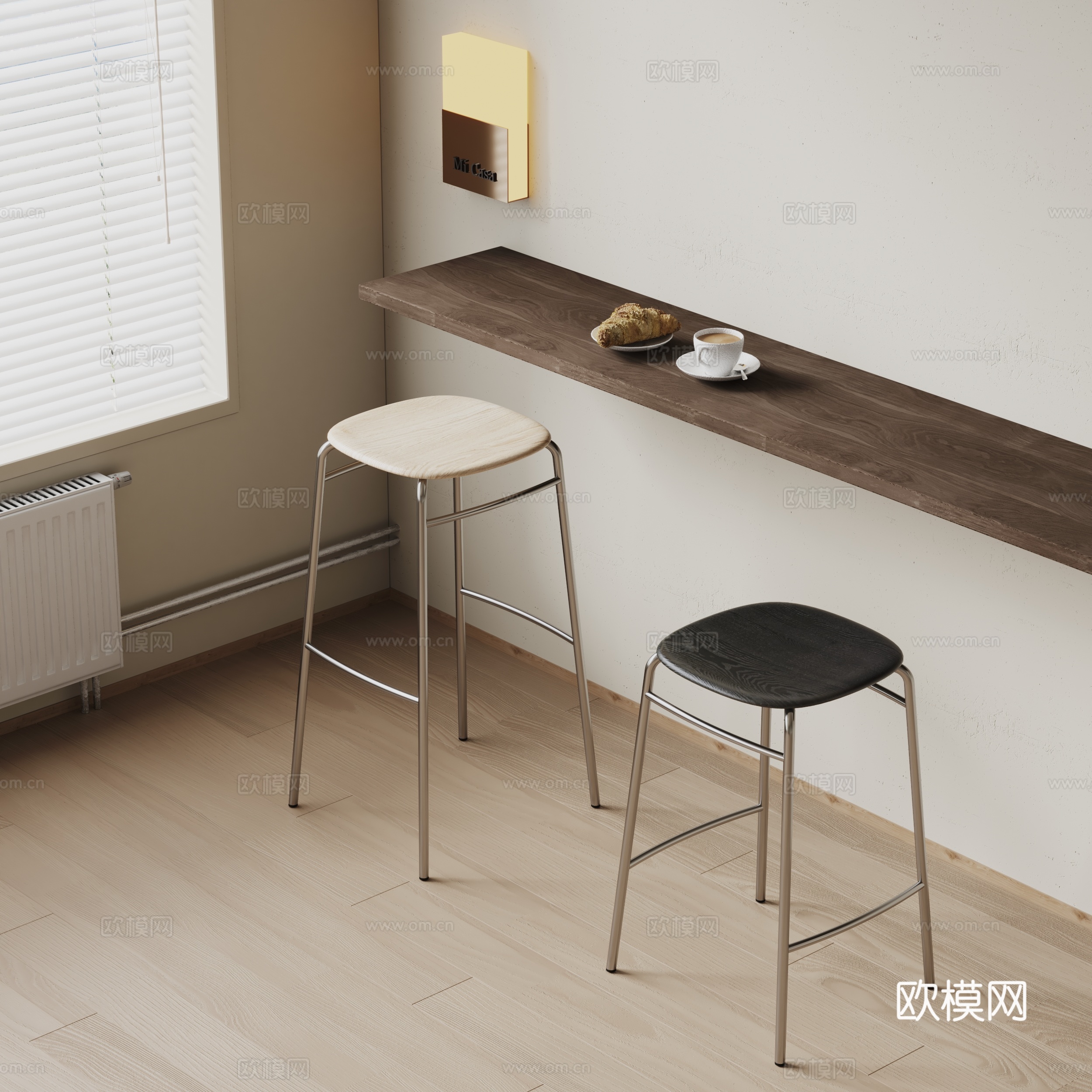 Minotti现代凳子 咖啡凳 极简凳子 咖啡摆件su模型