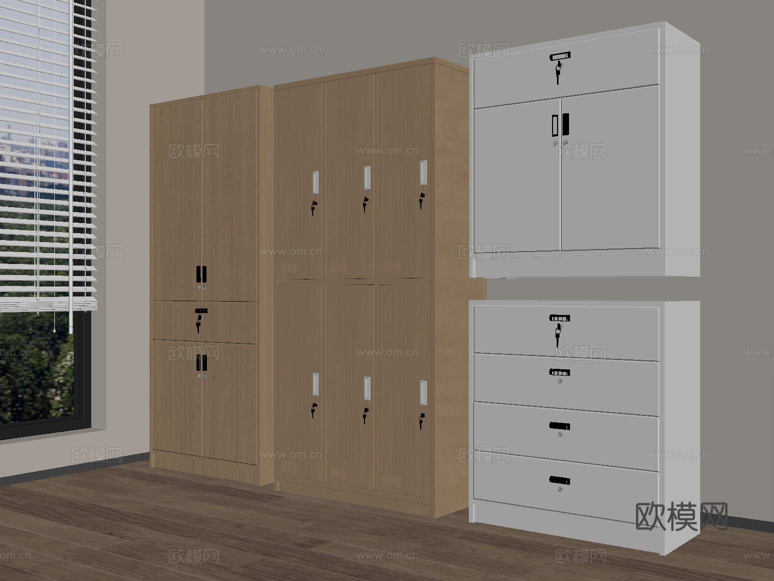 现代文件柜档案柜 办公置物柜储物柜su模型