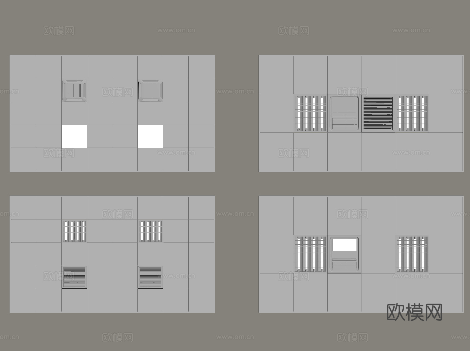 现代吊顶 矿棉板吊顶su模型