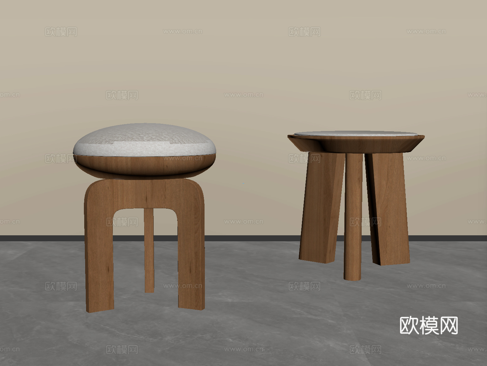 中古风小凳子 坐墩 沙发凳su模型