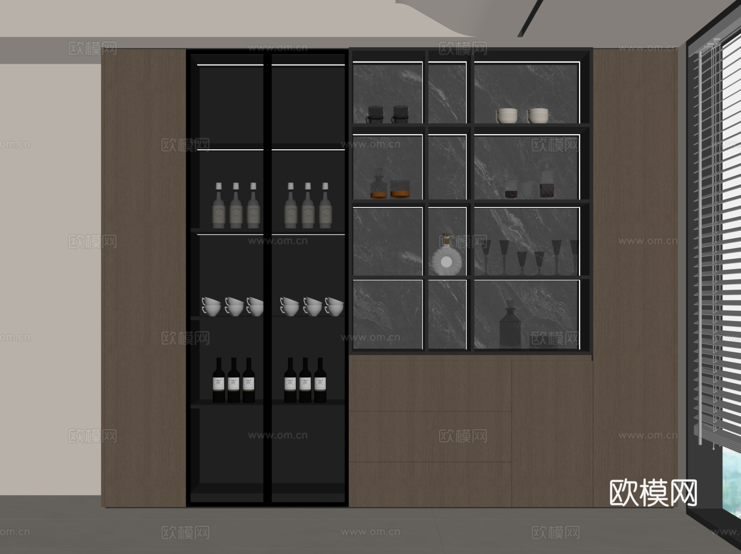 意式酒柜 餐边柜su模型