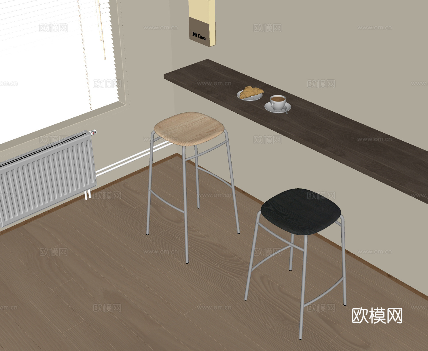 Minotti现代凳子 咖啡凳 极简凳子 咖啡摆件su模型