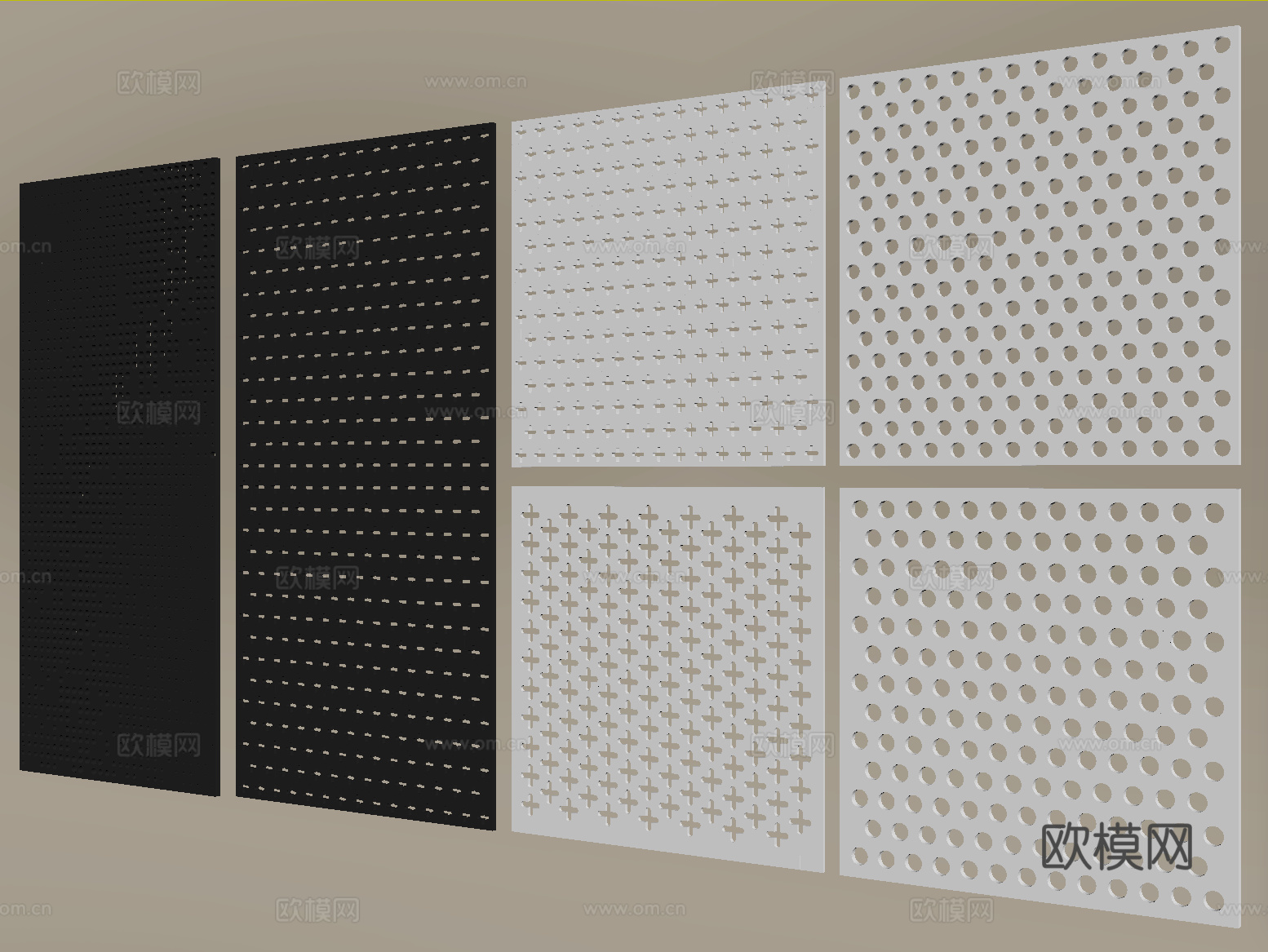 现代其他五金 冲孔板 不锈钢板 穿孔护墙板su模型