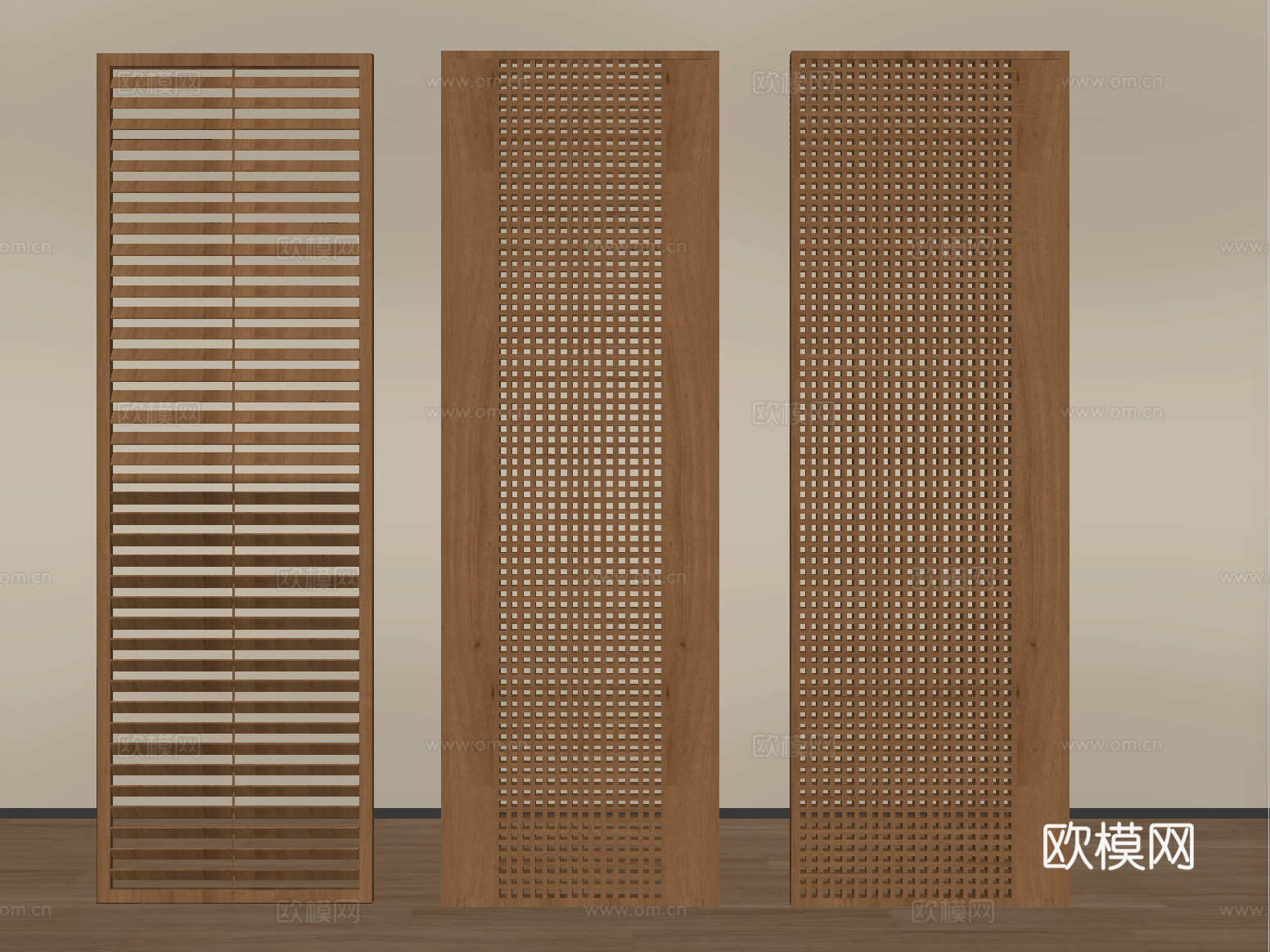 新中式屏风隔断 格子屏风隔断su模型