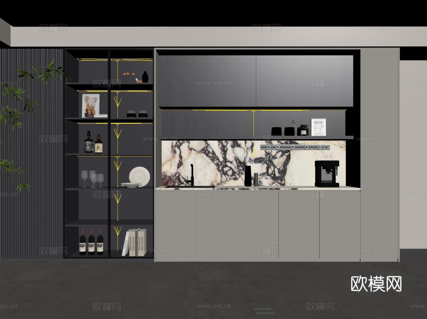 现代酒柜su模型