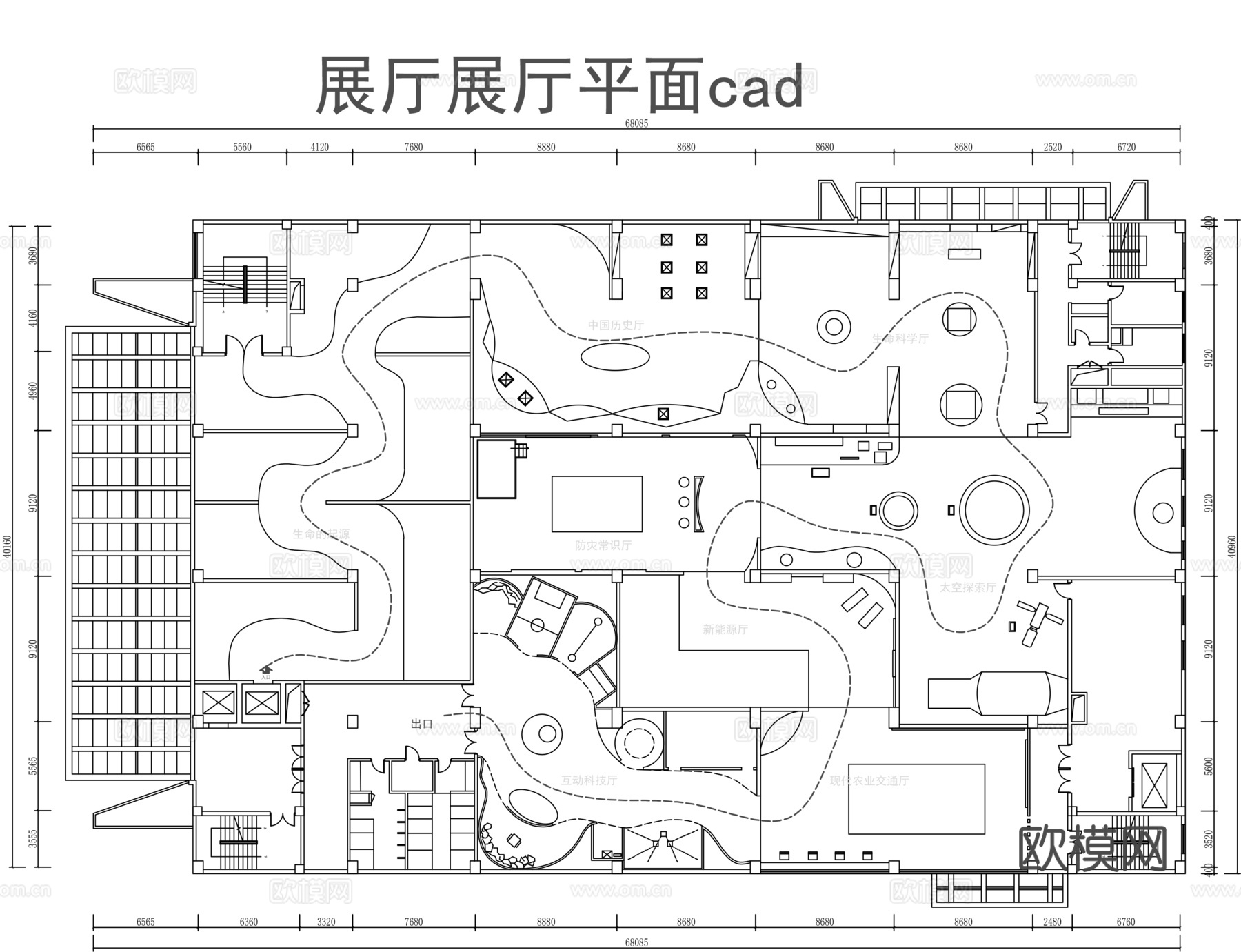 展厅平面图cad施工图