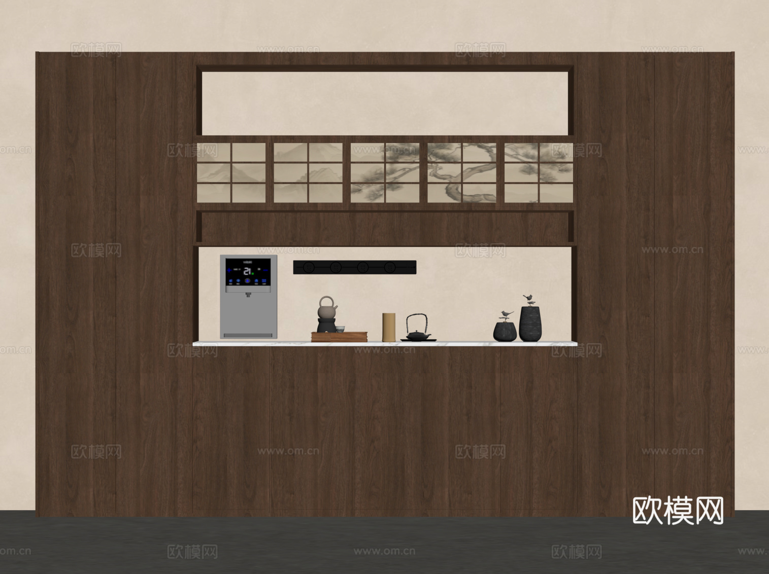 宋式风酒柜 餐边柜su模型
