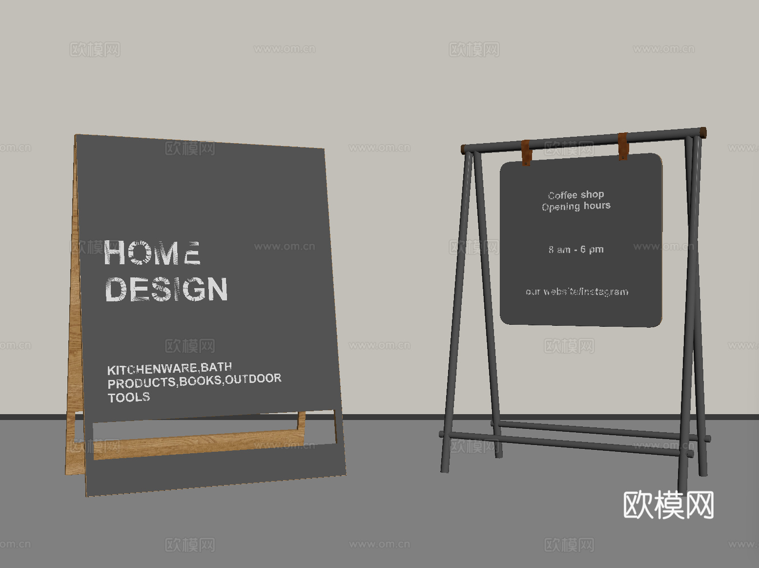 现代广告牌 展示牌 立牌su模型
