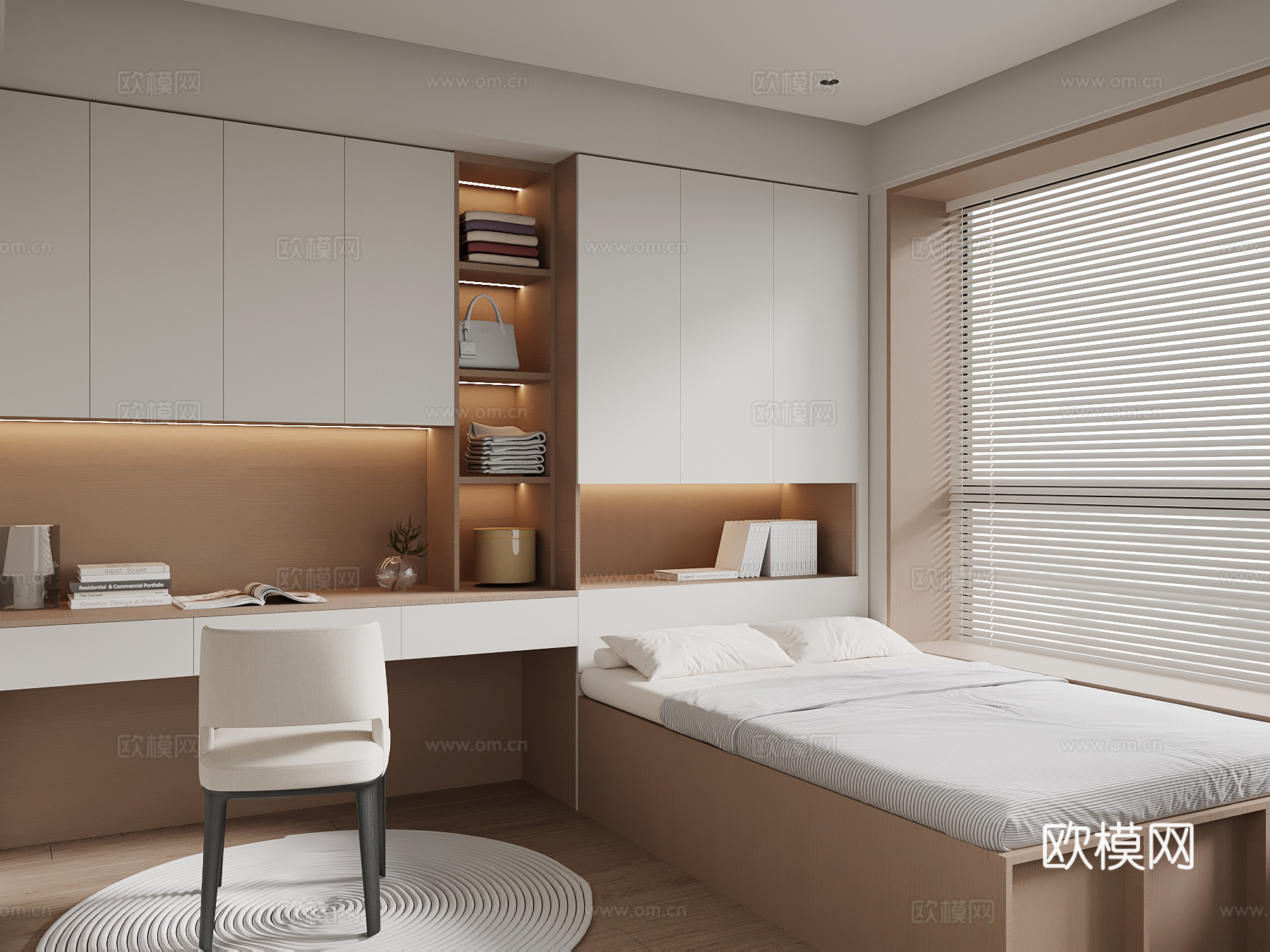现代榻榻米卧室su模型