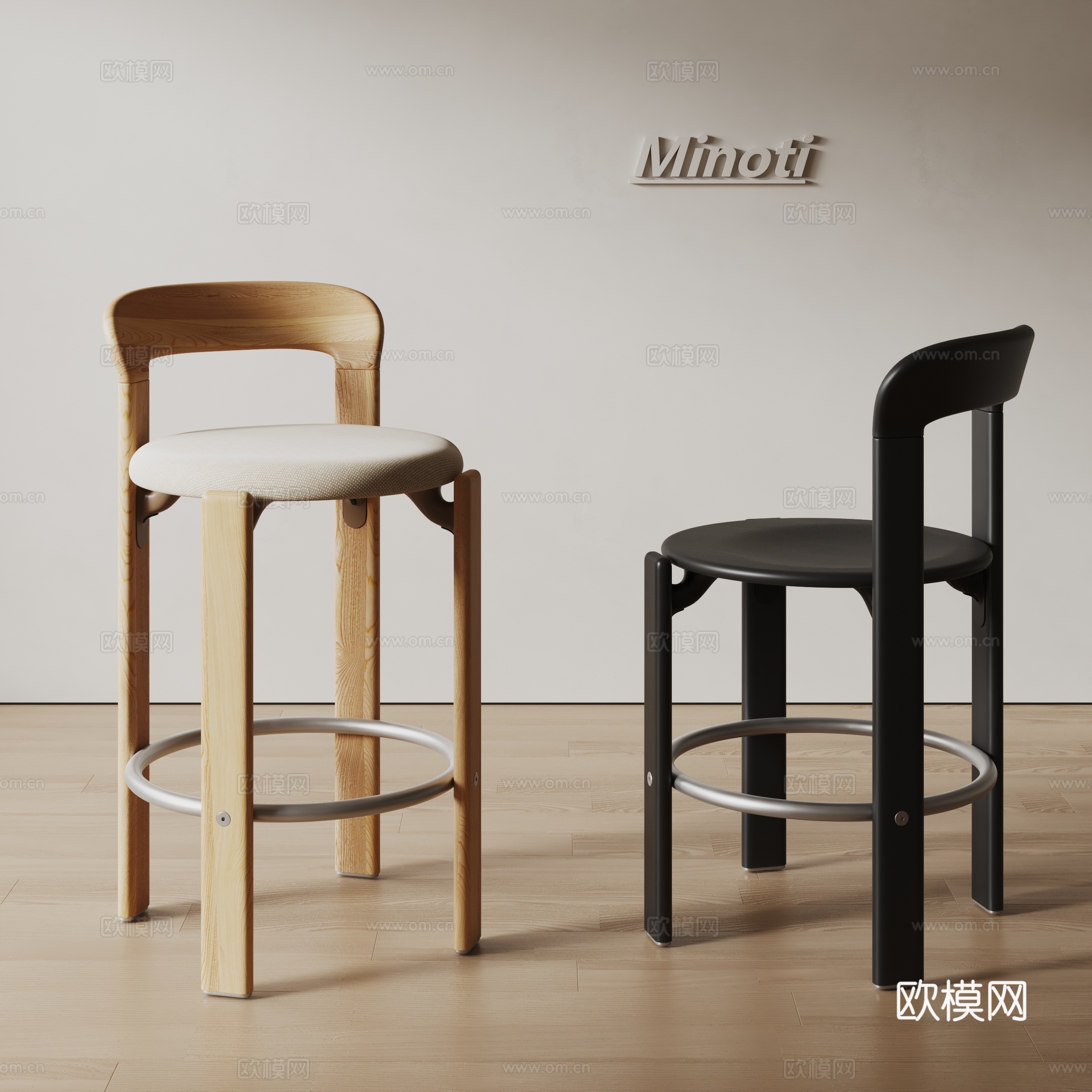 Minotti现代餐椅 吧椅 实木餐椅su模型