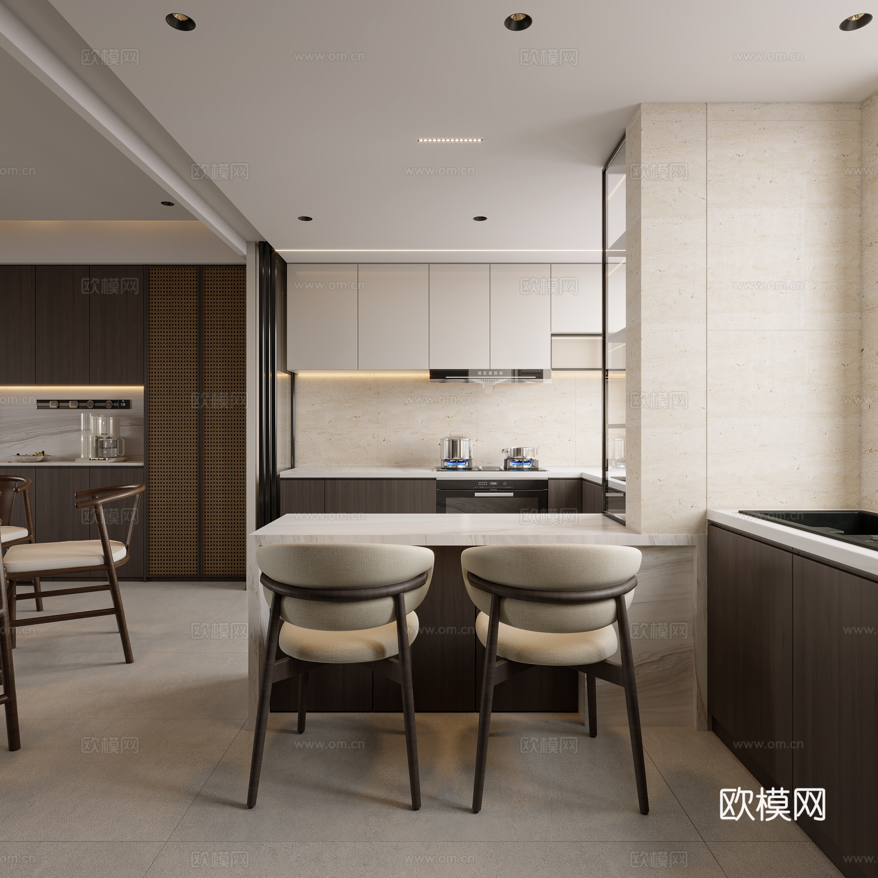 宋氏美学原木客餐厅3d模型