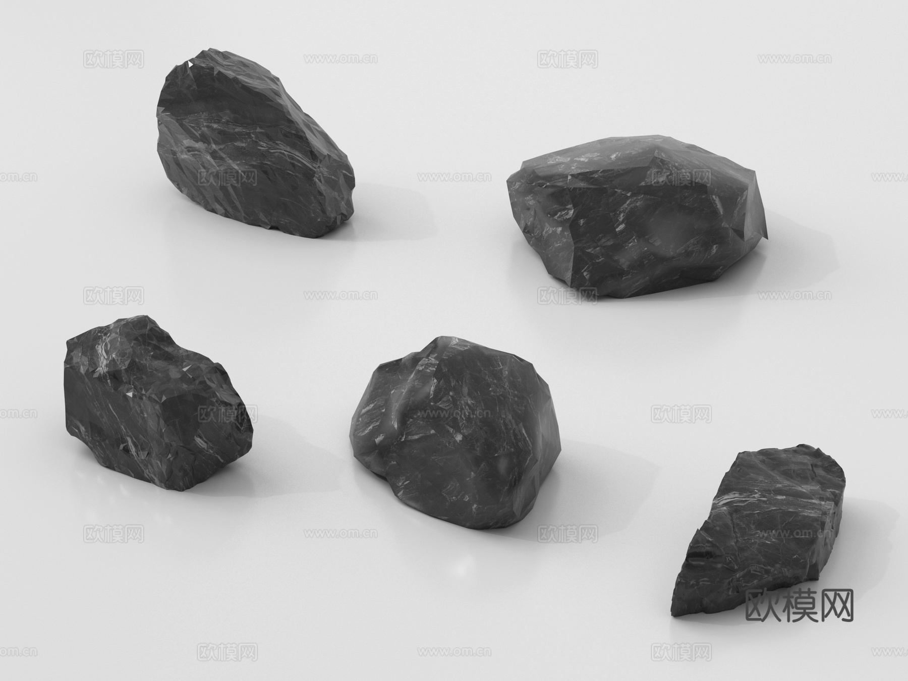 现代石头 黑石头 景观石su模型下载（渲染图1）