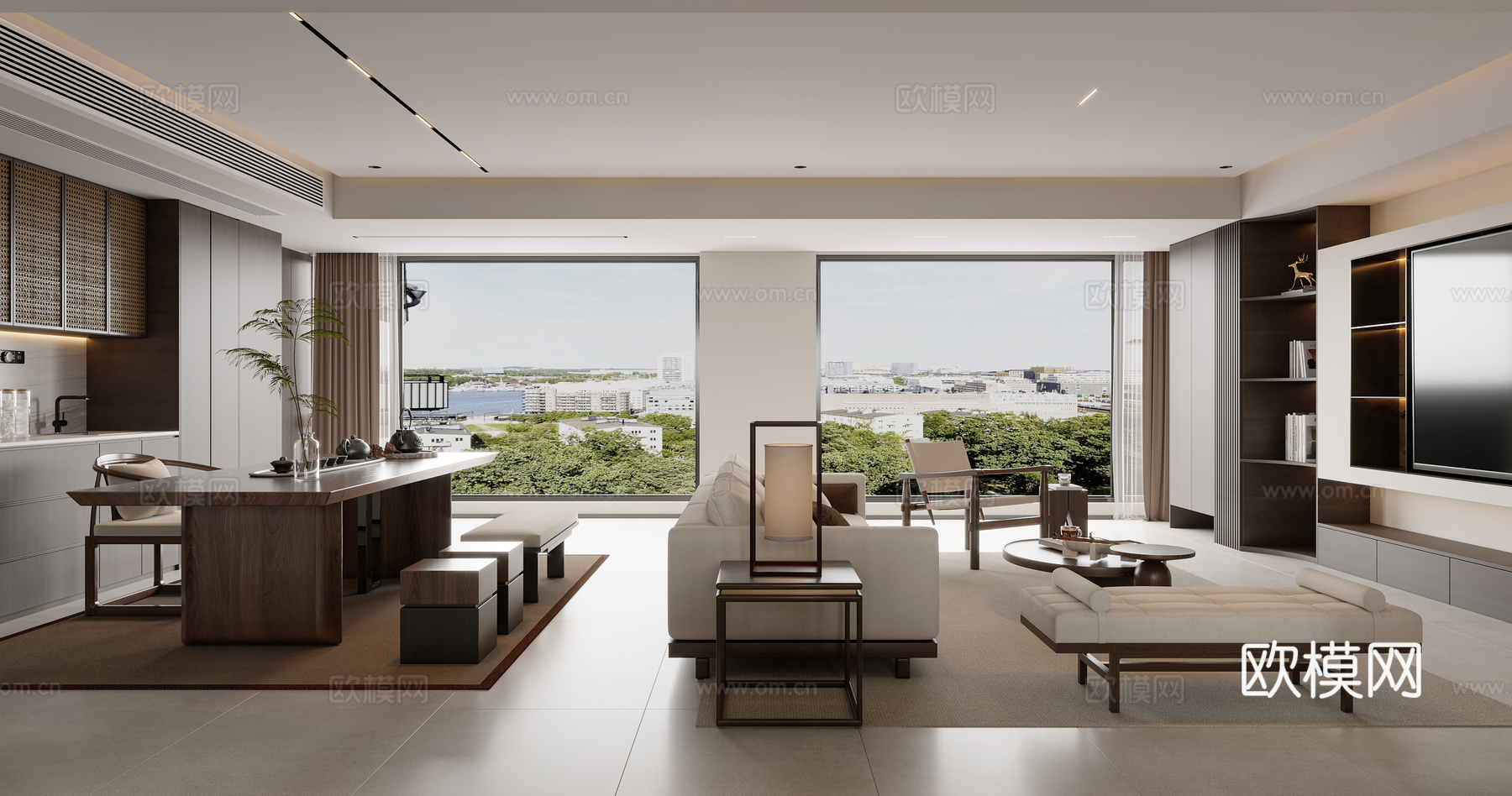 宋氏美学原木客餐厅3d模型