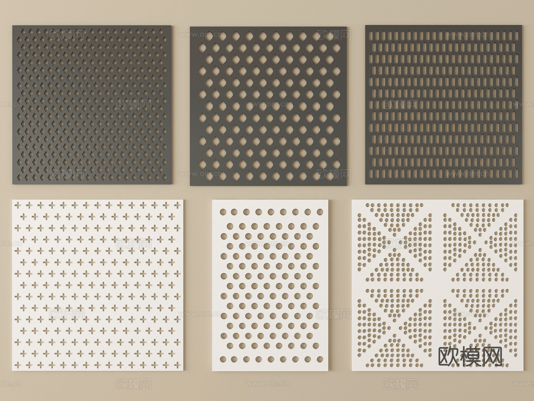 现代其他五金 冲孔板 不锈钢板 穿孔护墙板su模型