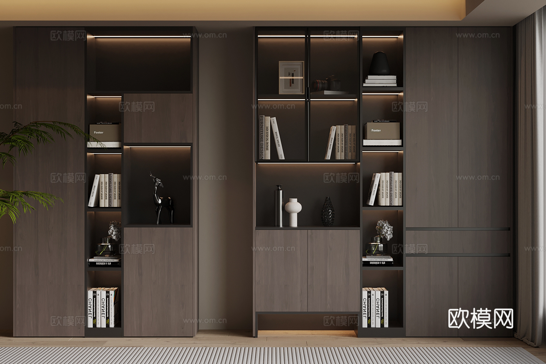 现代意式书柜 置物柜su模型