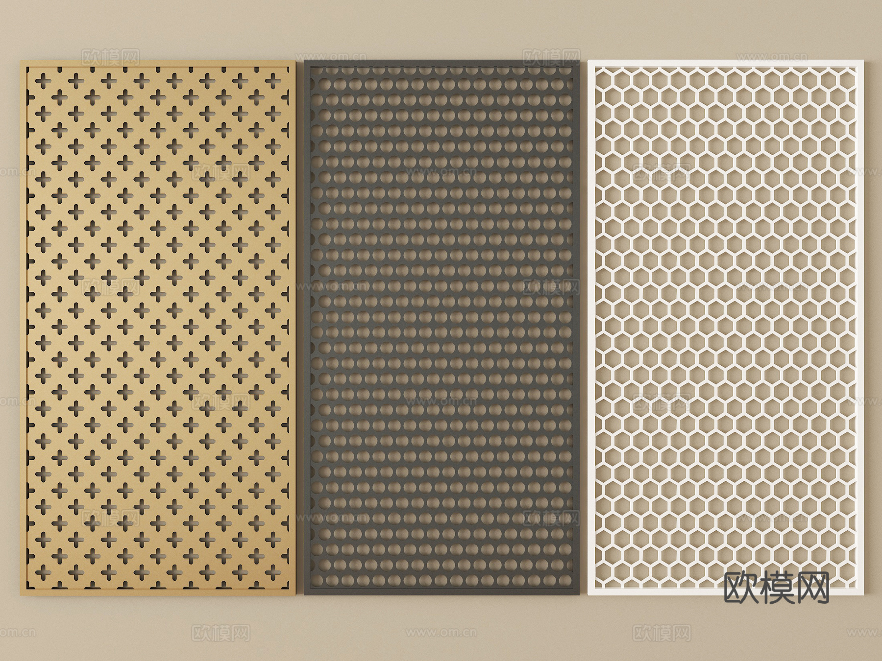 现代冲孔板 金属板 穿孔护墙板 镂空板su模型