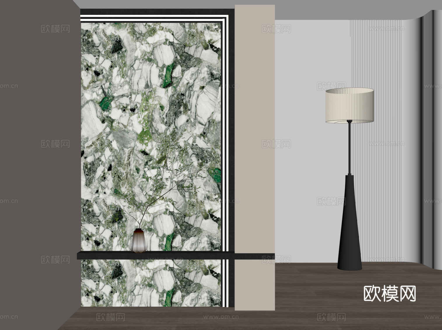 现代玄关 隔断su模型