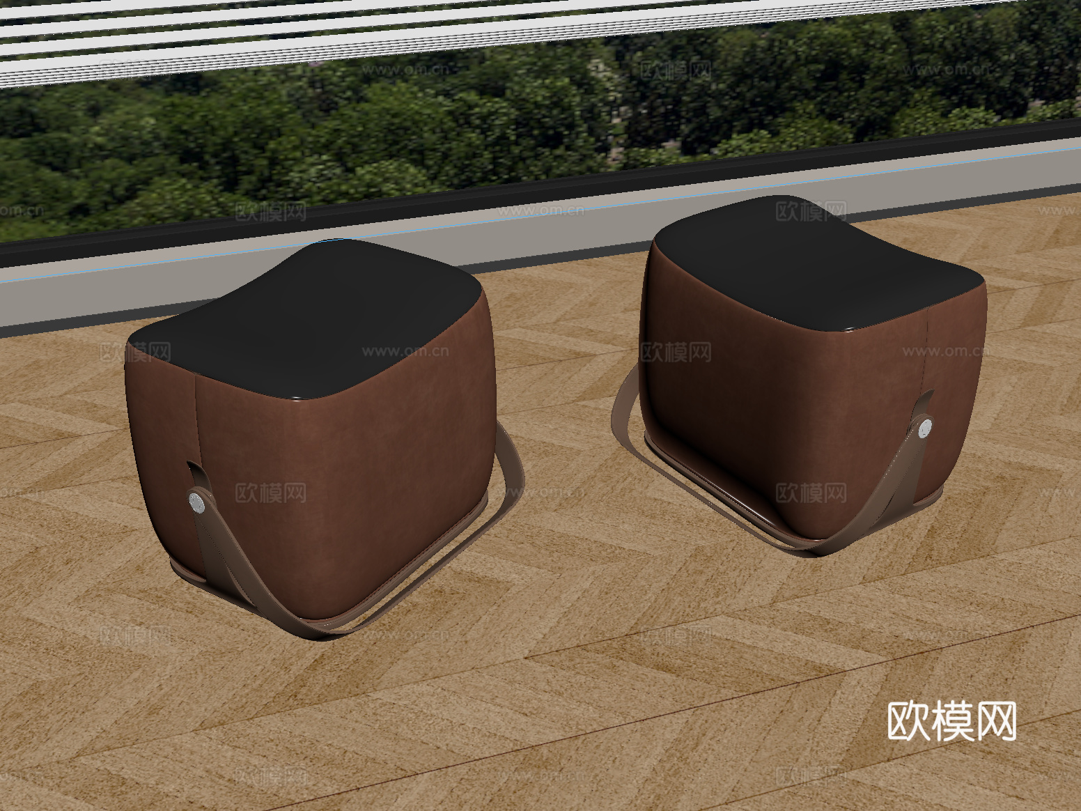 北欧马鞍矮凳 方凳  换鞋凳su模型